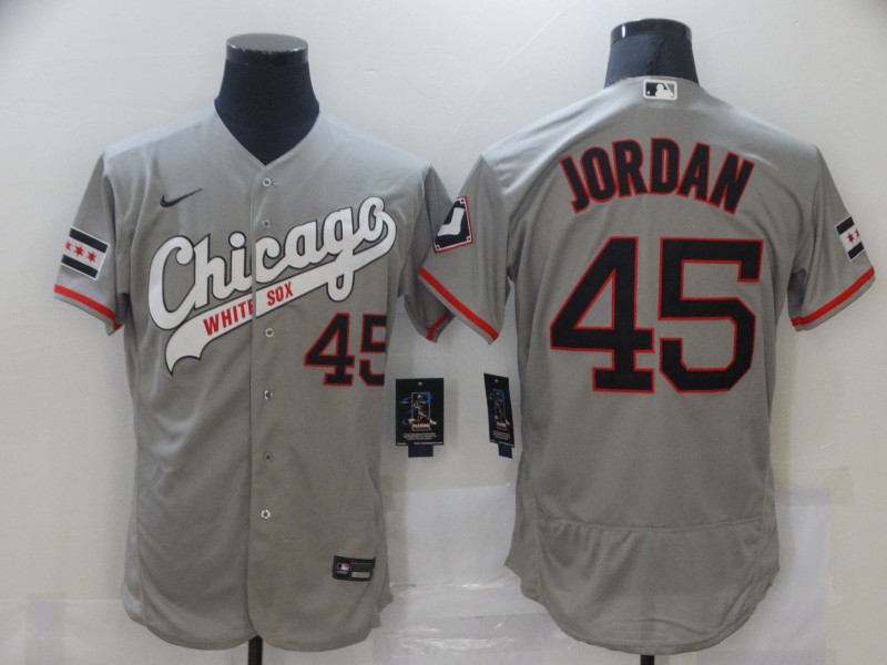 Men's Chicago White Sox #45 Michael Jordan Grey Flex Base Stitched MLB Jersey